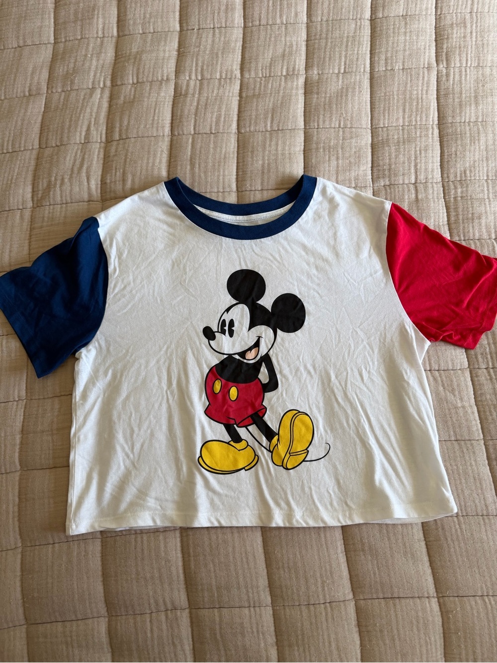 Disney Colorblock Mickey Mouse Tee - White with Navy & Red